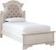Signature Design by Ashley® Realyn 6-Piece Chipped White Twin Upholstered Panel Bed Set-1